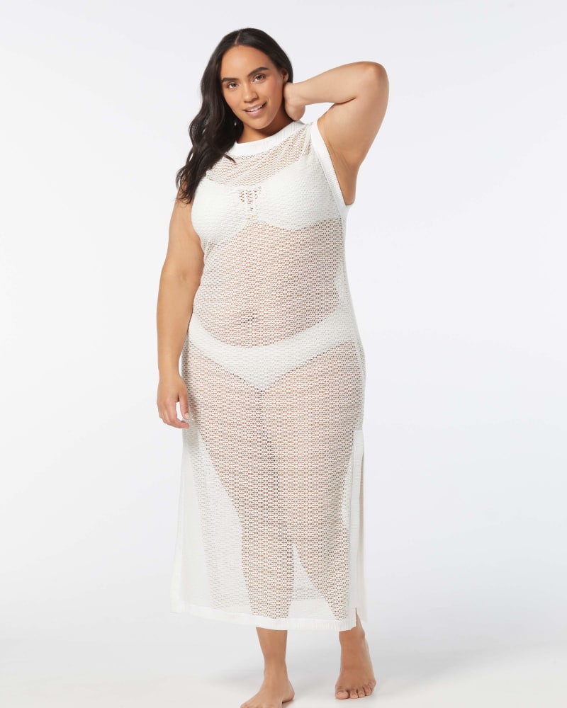 Front of a model wearing a size XL COQUETTE COVER UP in WHITE by Coco Reef. | dia_product_style_image_id:332669